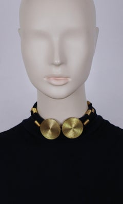 YVES SAINT LAURENT YSL Vintage Braided Rope Choker Necklace with Swirl Discs