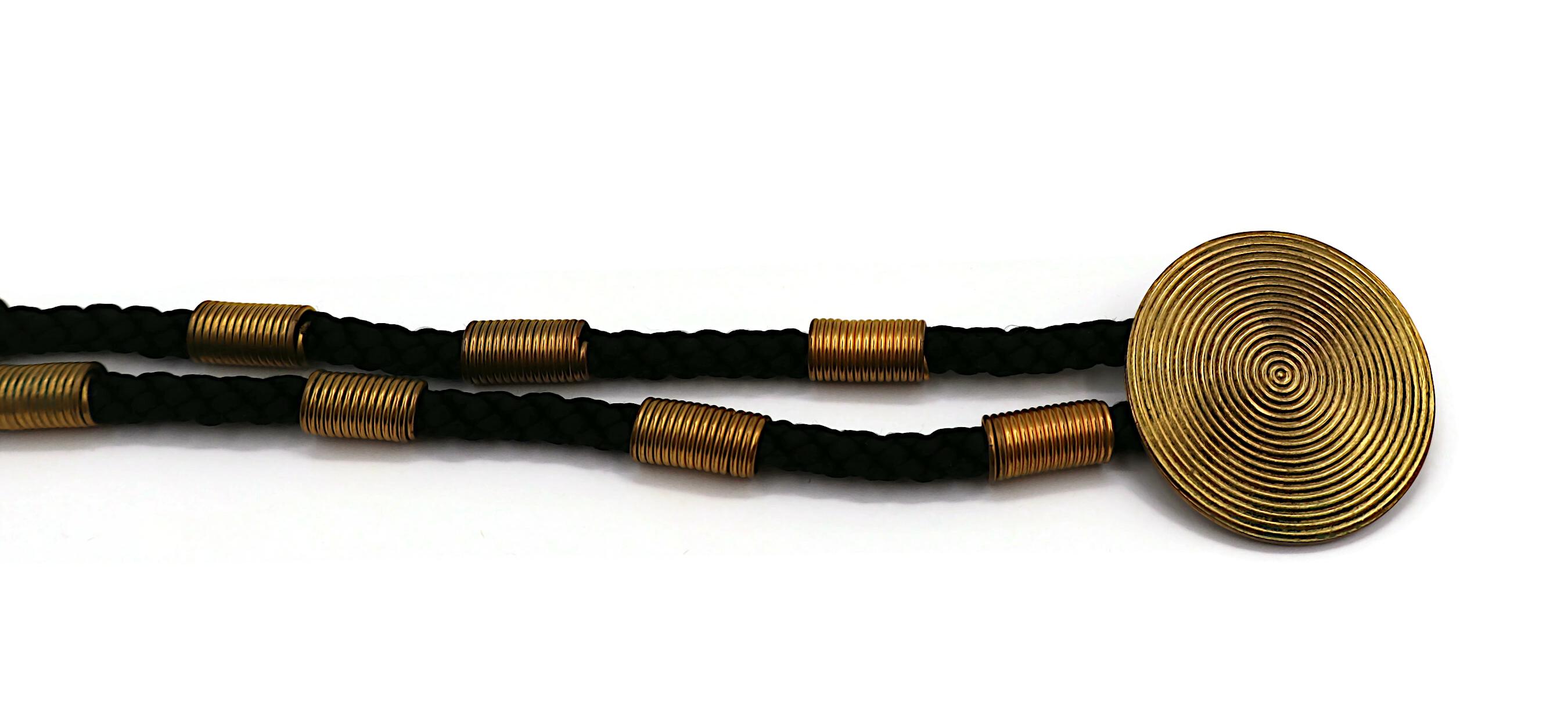 Yves Saint Laurent YSL Collier ras du cou en corde tressée vintage avec disques en forme de tourbillon en vente 1