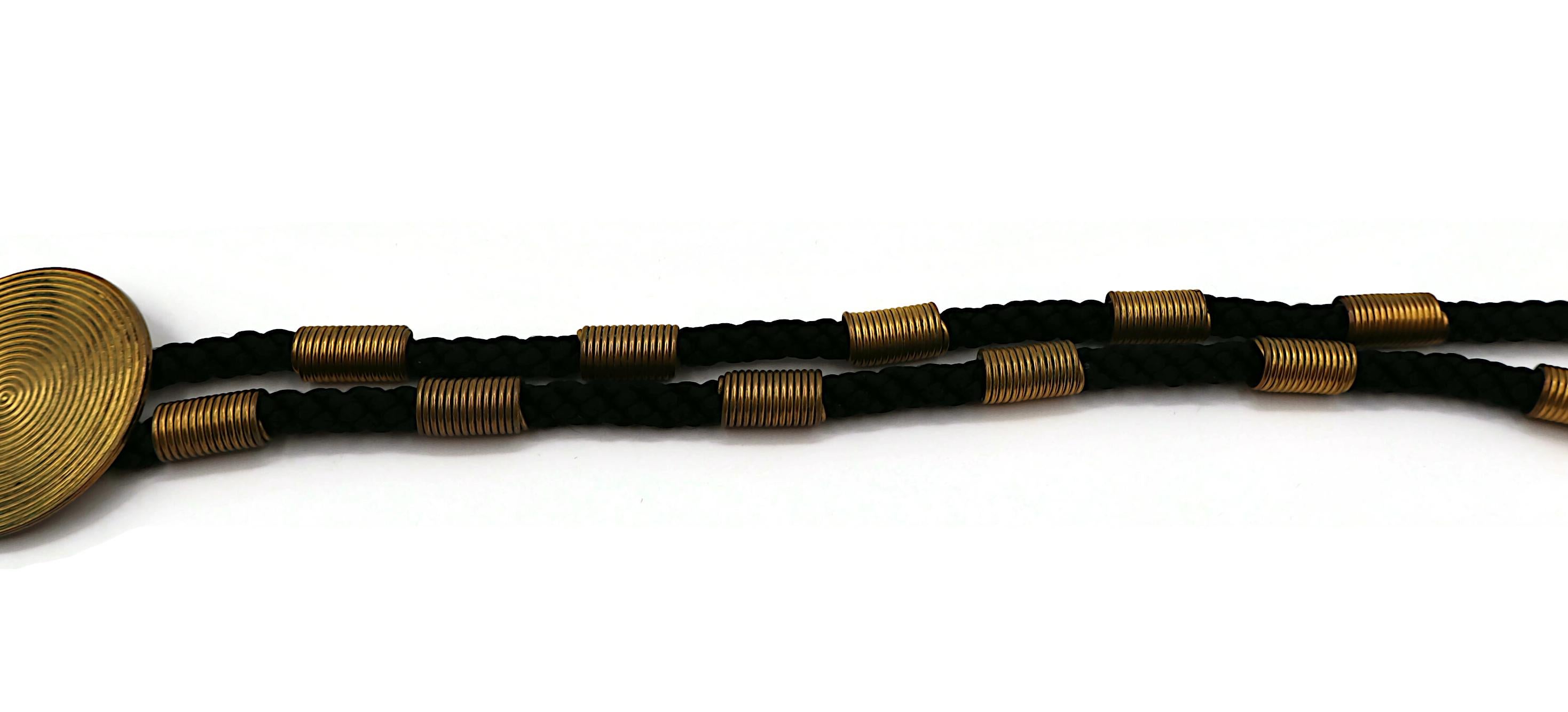 Yves Saint Laurent YSL Collier ras du cou en corde tressée vintage avec disques en forme de tourbillon en vente 3
