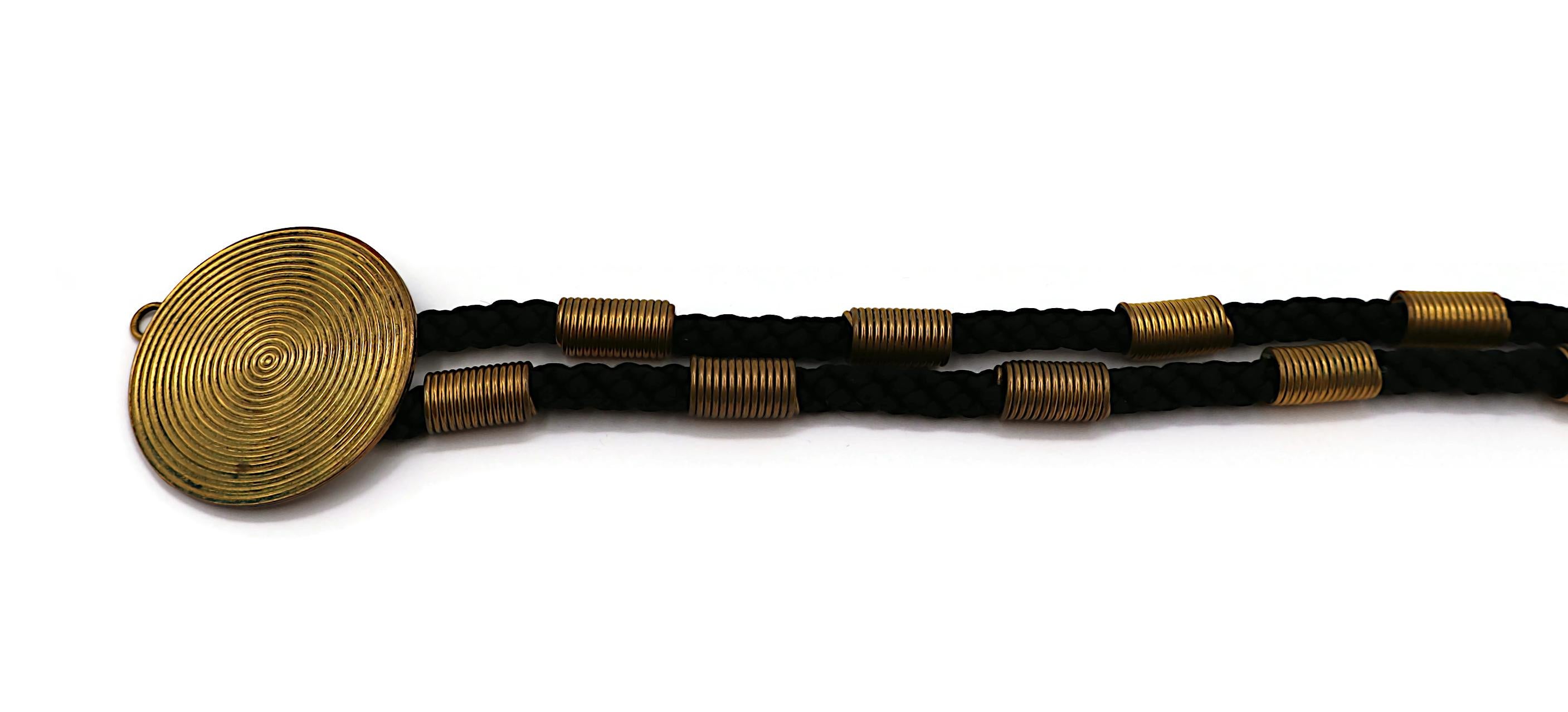 Yves Saint Laurent YSL Collier ras du cou en corde tressée vintage avec disques en forme de tourbillon en vente 4