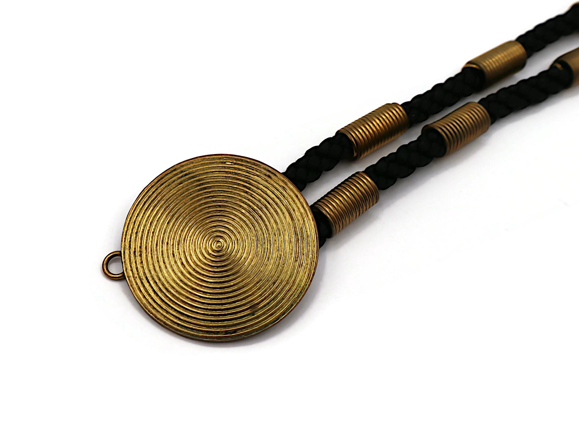 Yves Saint Laurent YSL Collier ras du cou en corde tressée vintage avec disques en forme de tourbillon en vente 5