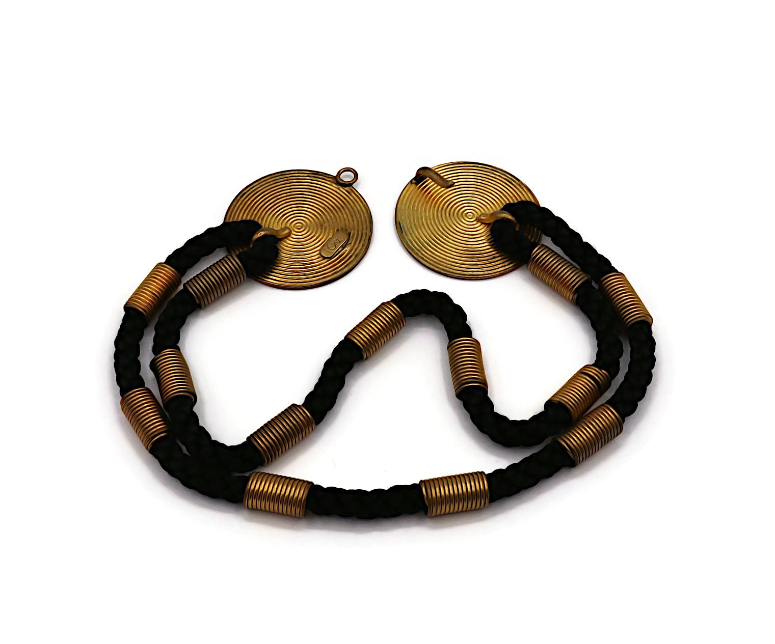 Yves Saint Laurent YSL Collier ras du cou en corde tressée vintage avec disques en forme de tourbillon en vente 6