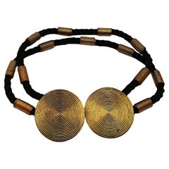 YVES SAINT LAURENT YSL Collar gargantilla vintage de cuerda trenzada con discos en espiral