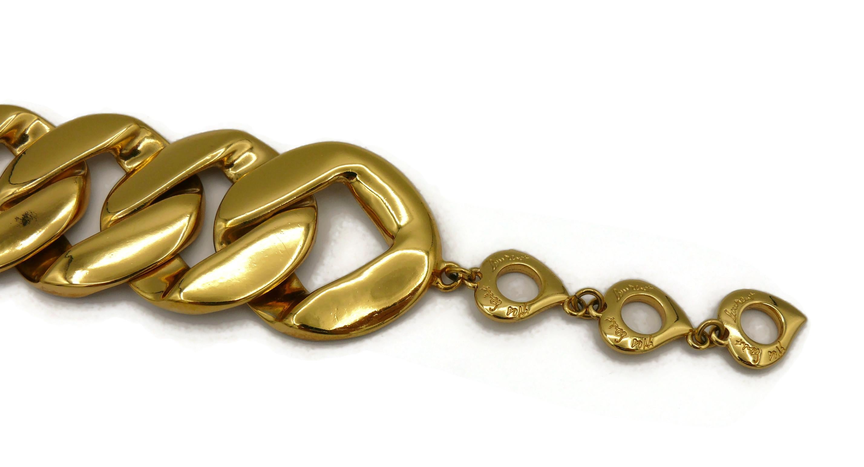 YVES SAINT LAURENT YSL Vintage Chunky Gold Tone Curb Chain Necklace For Sale 2