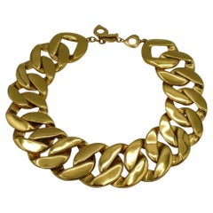 YVES SAINT LAURENT YSL Vintage Chunky Gold Tone Curb Kette Halskette