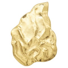 Yves Saint Laurent YSL Vintage Classic Textured Large Wavy Leaf Gold Pin Brooch