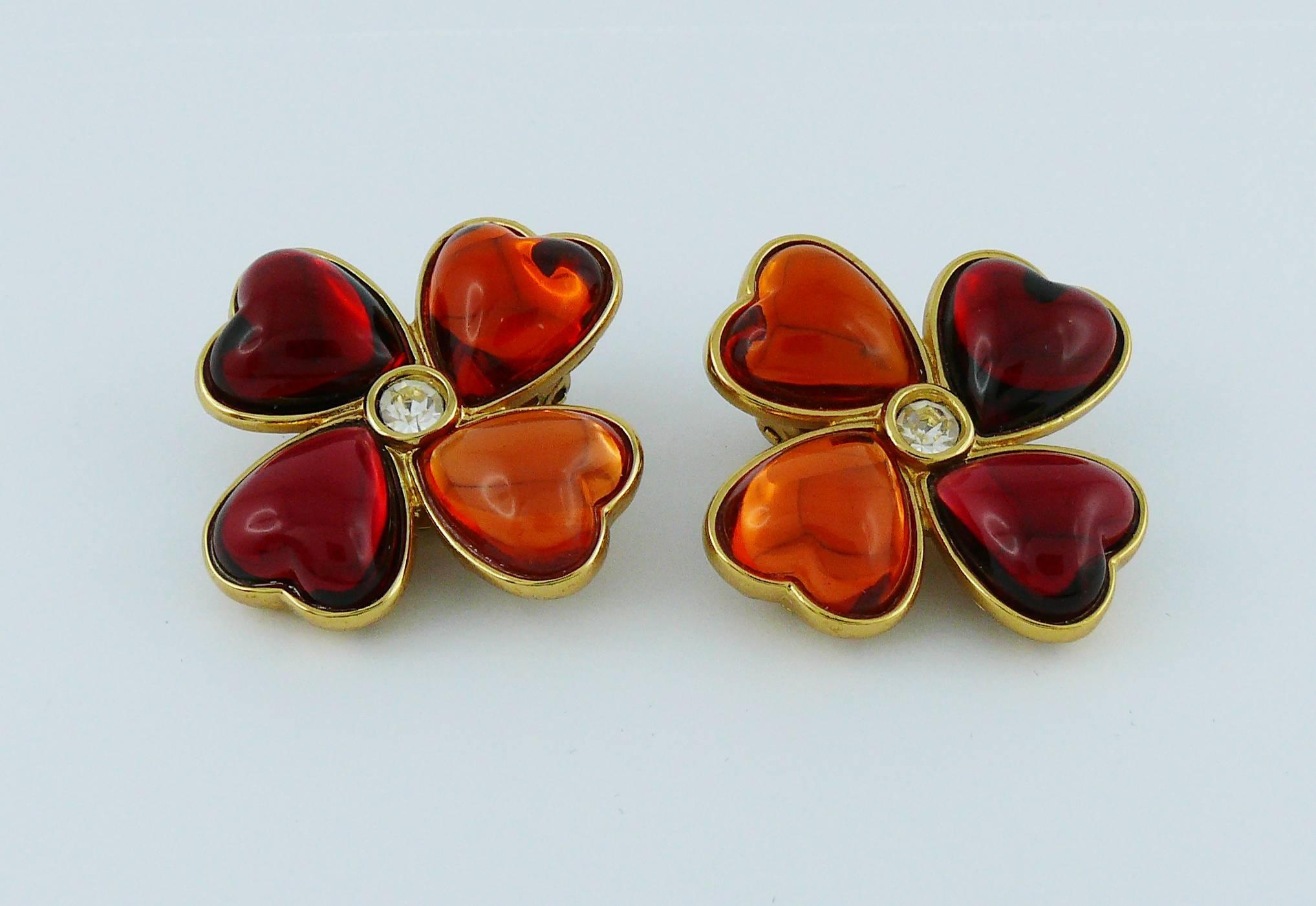 Yves Saint Laurent YSL Vintage Clover Clip-On Earrings In Good Condition For Sale In Nice, FR