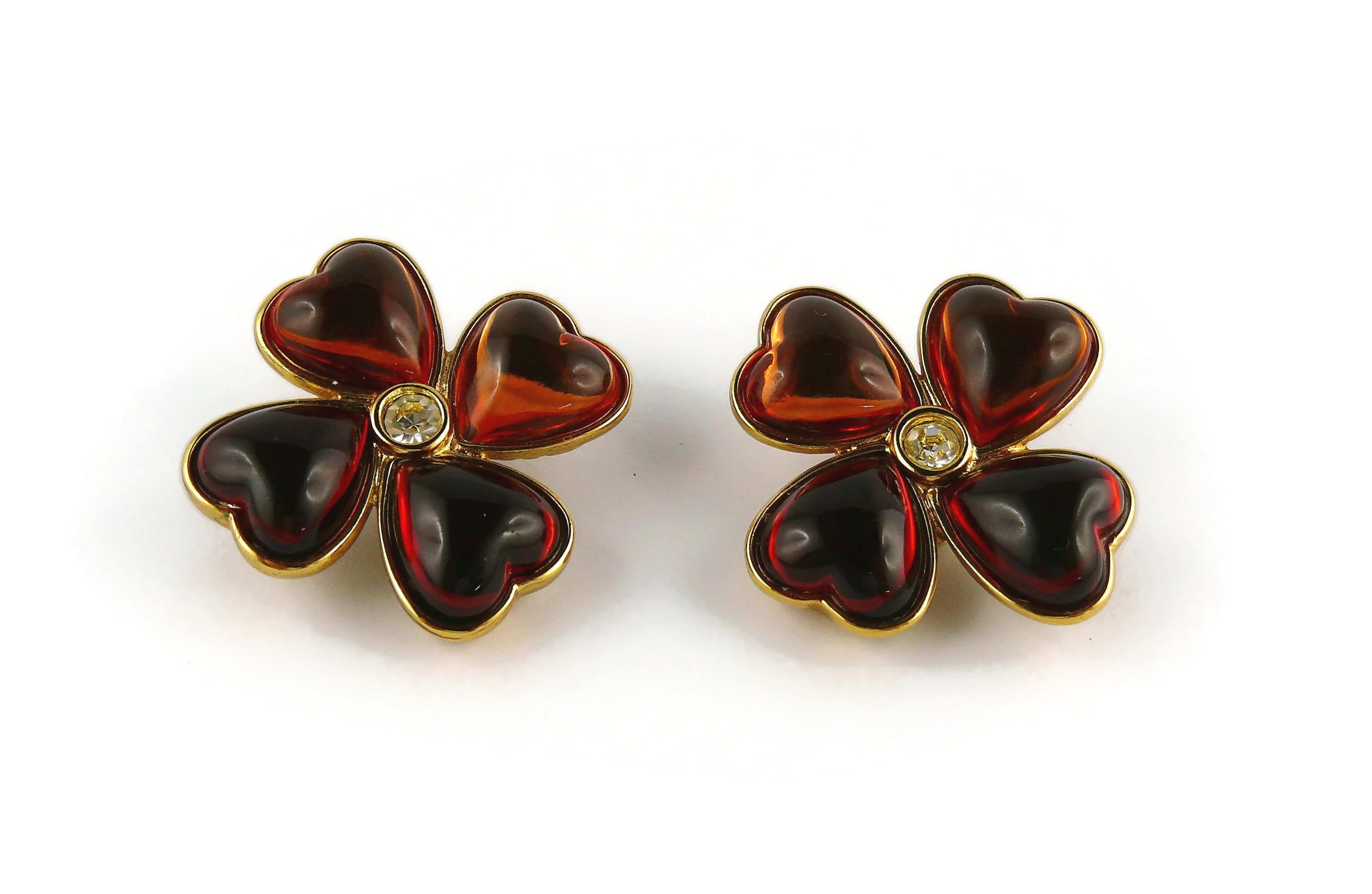Yves Saint Laurent YSL Vintage Clover Clip-On Earrings In Good Condition For Sale In Nice, FR