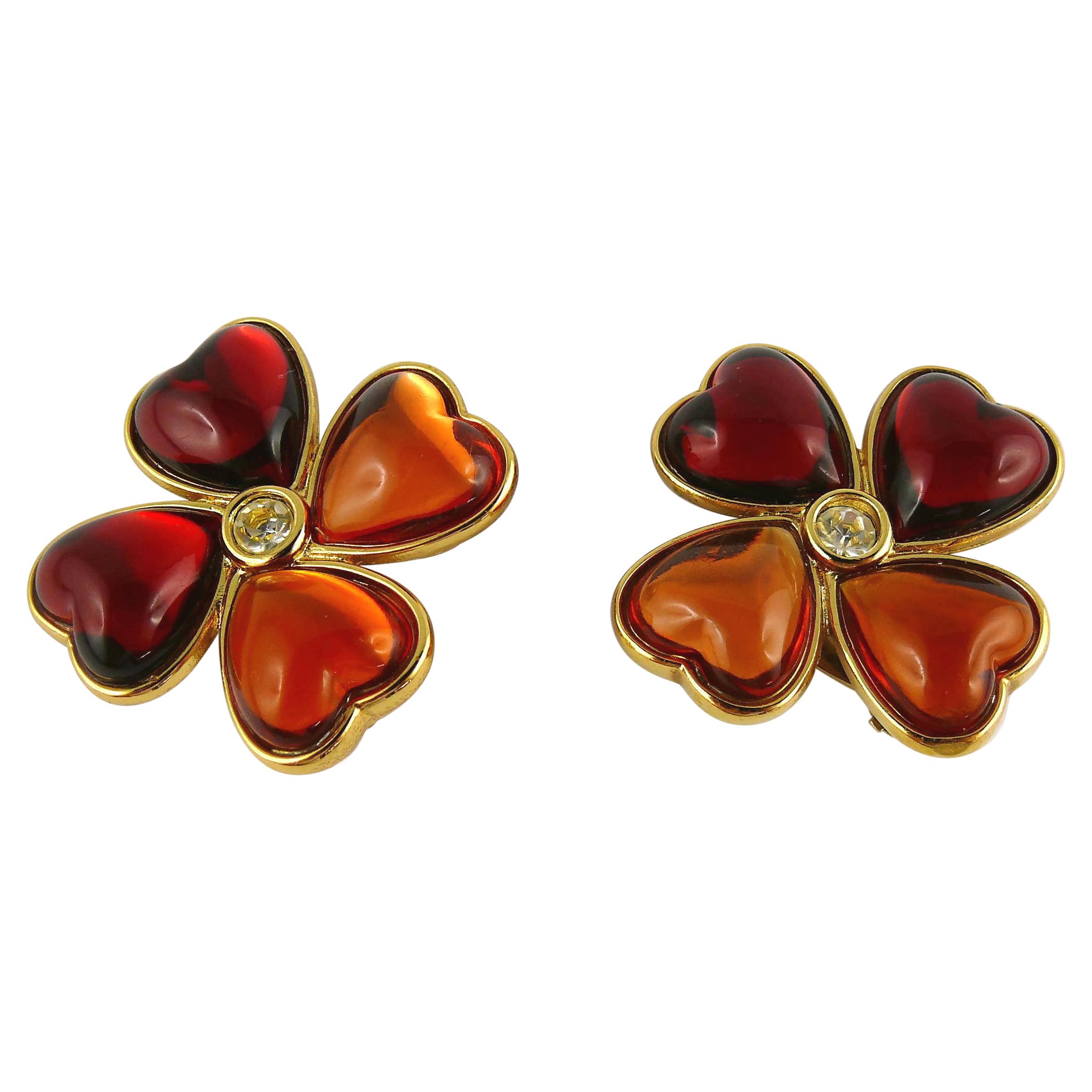 Yves Saint Laurent YSL Vintage Kleeblatt-Ohrclips