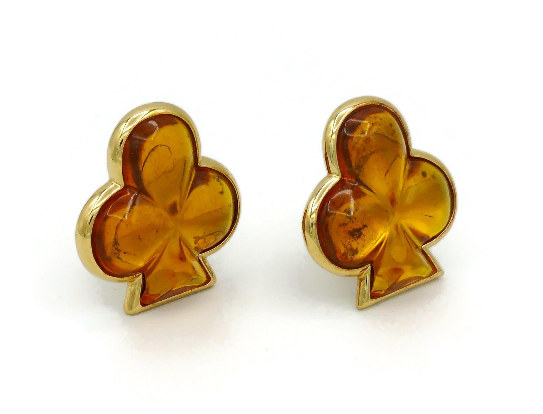Yves Saint Laurent YSL Vintage Clubs Clip-On Earrings In Fair Condition For Sale In Nice, FR