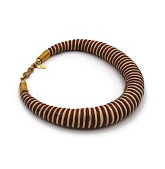 YVES SAINT LAURENT YSL Vintage Cord-Wrapped Torque Necklace