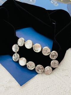 Yves Saint Laurent YSL Vintage Crystals Black Velvet Collana Bracciale