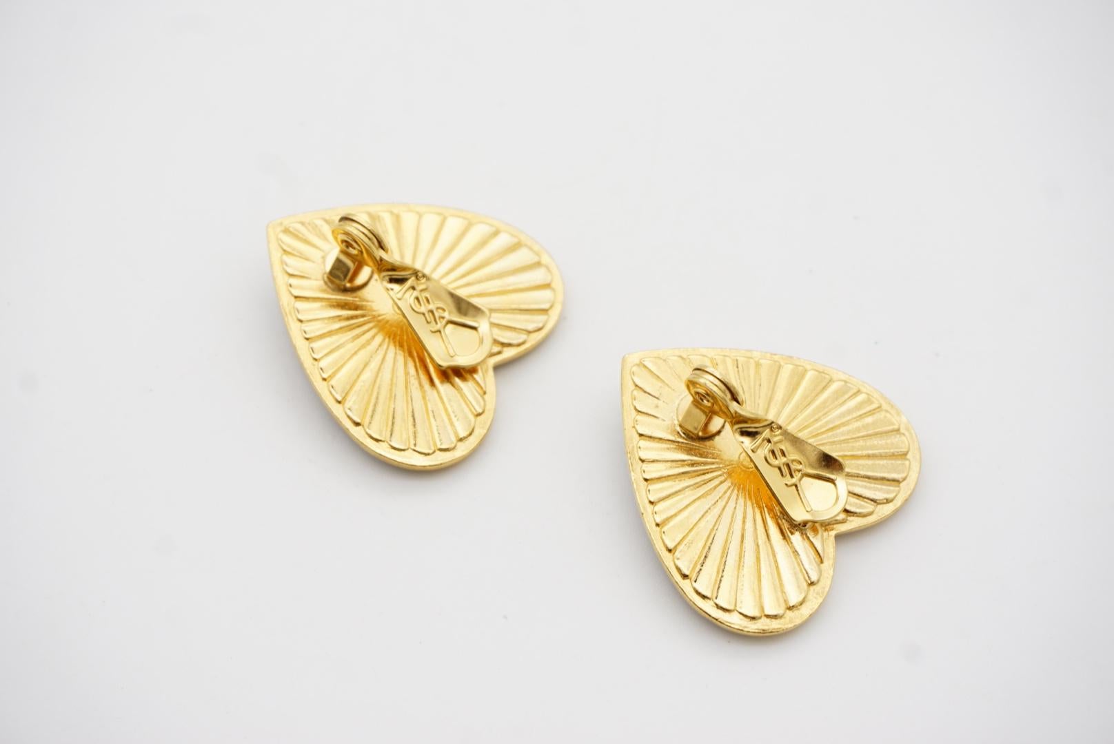 Yves Saint Laurent YSL Vintage Dark Green Heart Amethyst Cube Clip Earrings For Sale 8