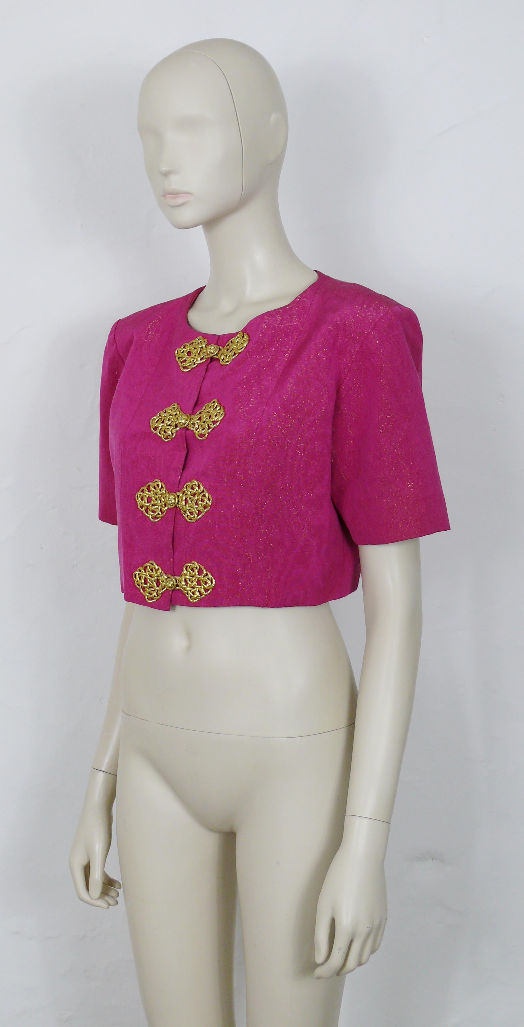 Yves Saint Laurent YSL Vintage Documented Oriental Cropped Evening Jacket In Fair Condition For Sale In Nice, FR