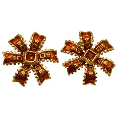 YVES SAINT LAURENT YSL Boucles d'oreilles à clip émaillées vintage