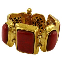 YVES SAINT LAURENT YSL Vintage Faux Coral Cuff Bracelet