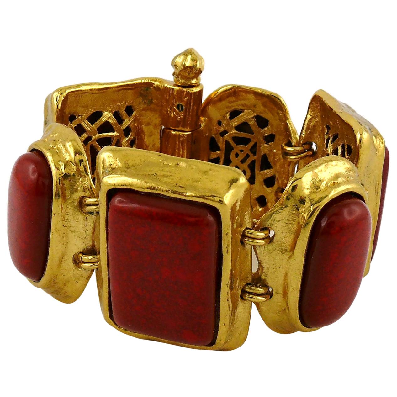 Yves Saint Laurent YSL Vintage Faux Coral Cuff Bracelet For Sale at 1stDibs