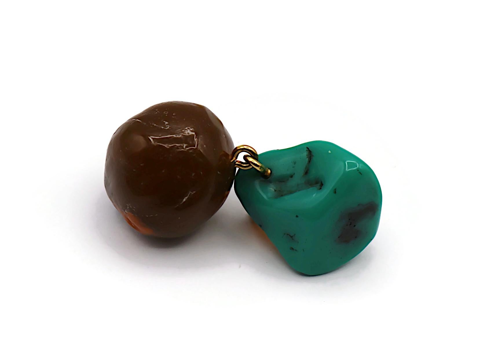 YVES SAINT LAURENT YSL Vintage Faux Stone Dangling Earrings For Sale 7