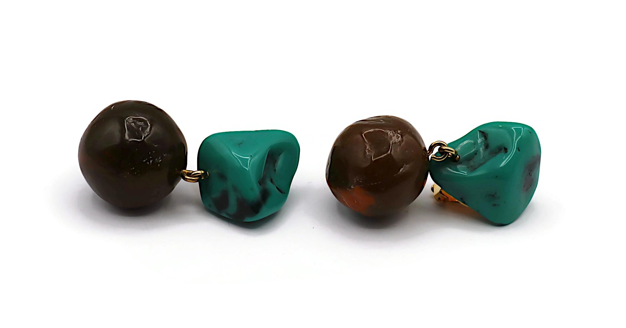 YVES SAINT LAURENT YSL Vintage Faux Stone Dangling Earrings In Good Condition For Sale In Nice, FR