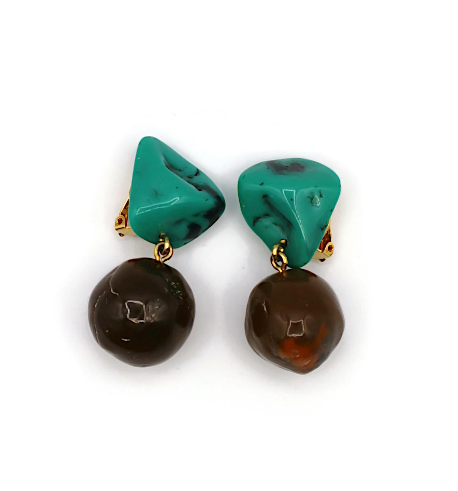 YVES SAINT LAURENT YSL Vintage Faux Stone Dangling Earrings For Sale 1