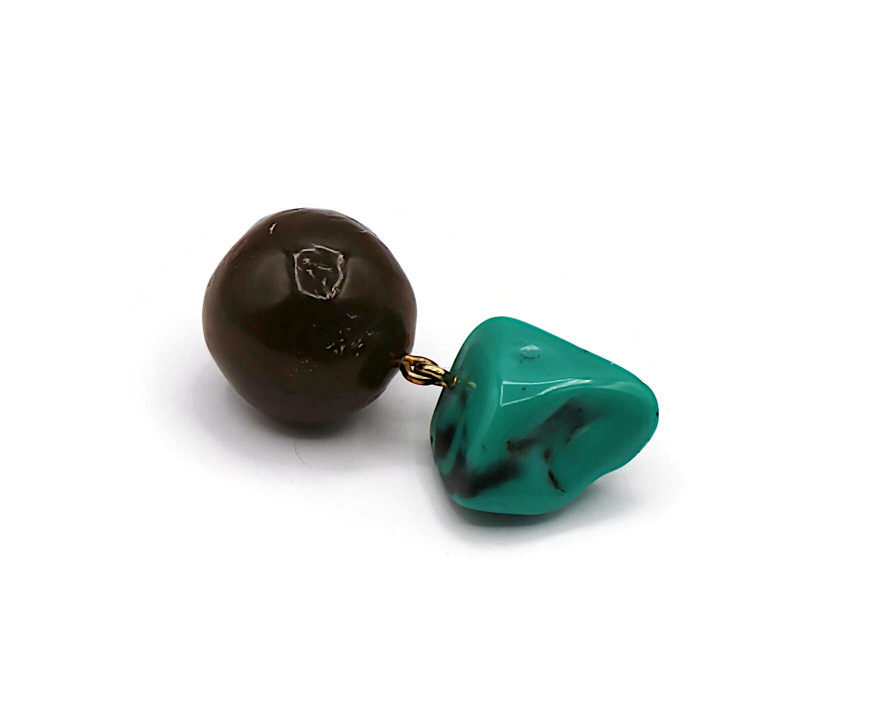 YVES SAINT LAURENT YSL Vintage Faux Stone Dangling Earrings For Sale 2