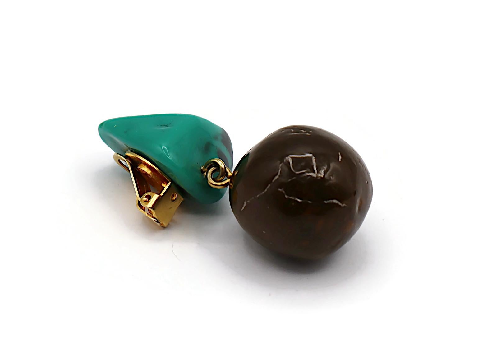YVES SAINT LAURENT YSL Vintage Faux Stone Dangling Earrings For Sale 3