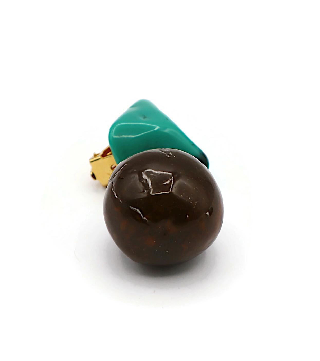 YVES SAINT LAURENT YSL Vintage Faux Stone Dangling Earrings For Sale 4