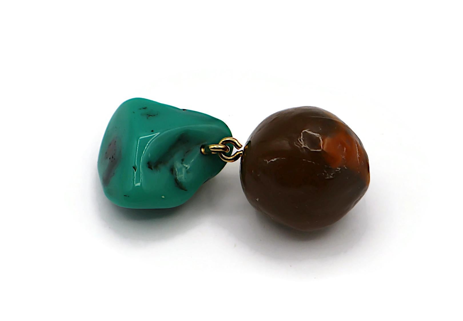 YVES SAINT LAURENT YSL Vintage Faux Stone Dangling Earrings For Sale 6