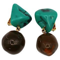YVES SAINT LAURENT YSL Orecchini pendenti con pietre finte vintage