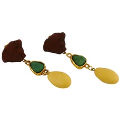 Yves Saint Laurent YSL Vintage Faux Stones Dangling Earrings Yves Saint Laurent YSL Vintage Faux Stones Dangling Earrings
