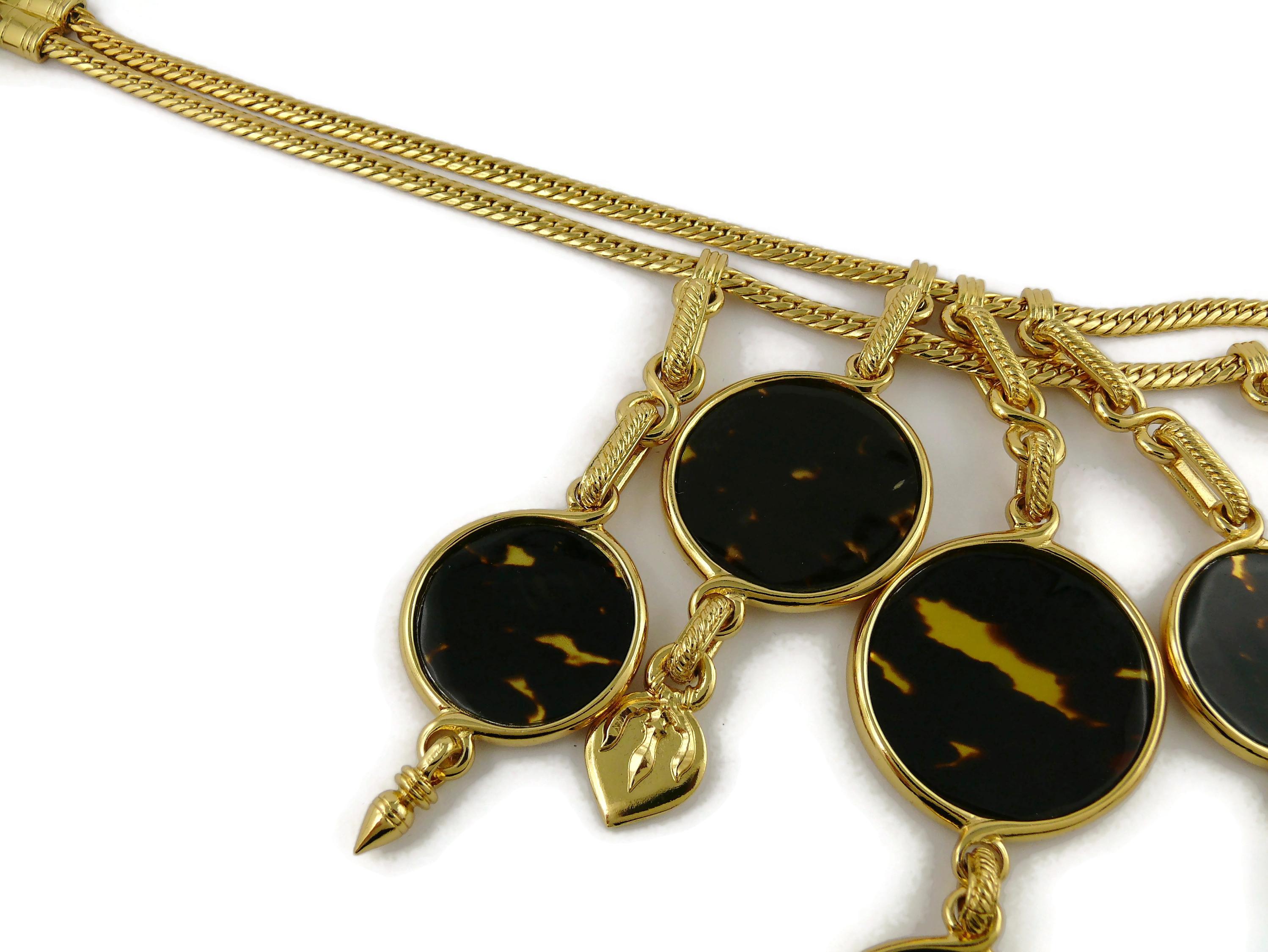 Yves Saint Laurent YSL Vintage Faux Tortoise Shell Discs Statement Necklace In Excellent Condition In Nice, FR