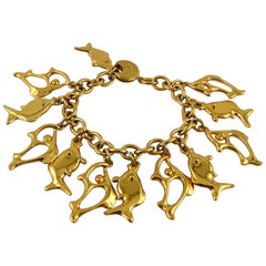 Yves Saint Laurent YSL Vintage Fish Charm Bracelet