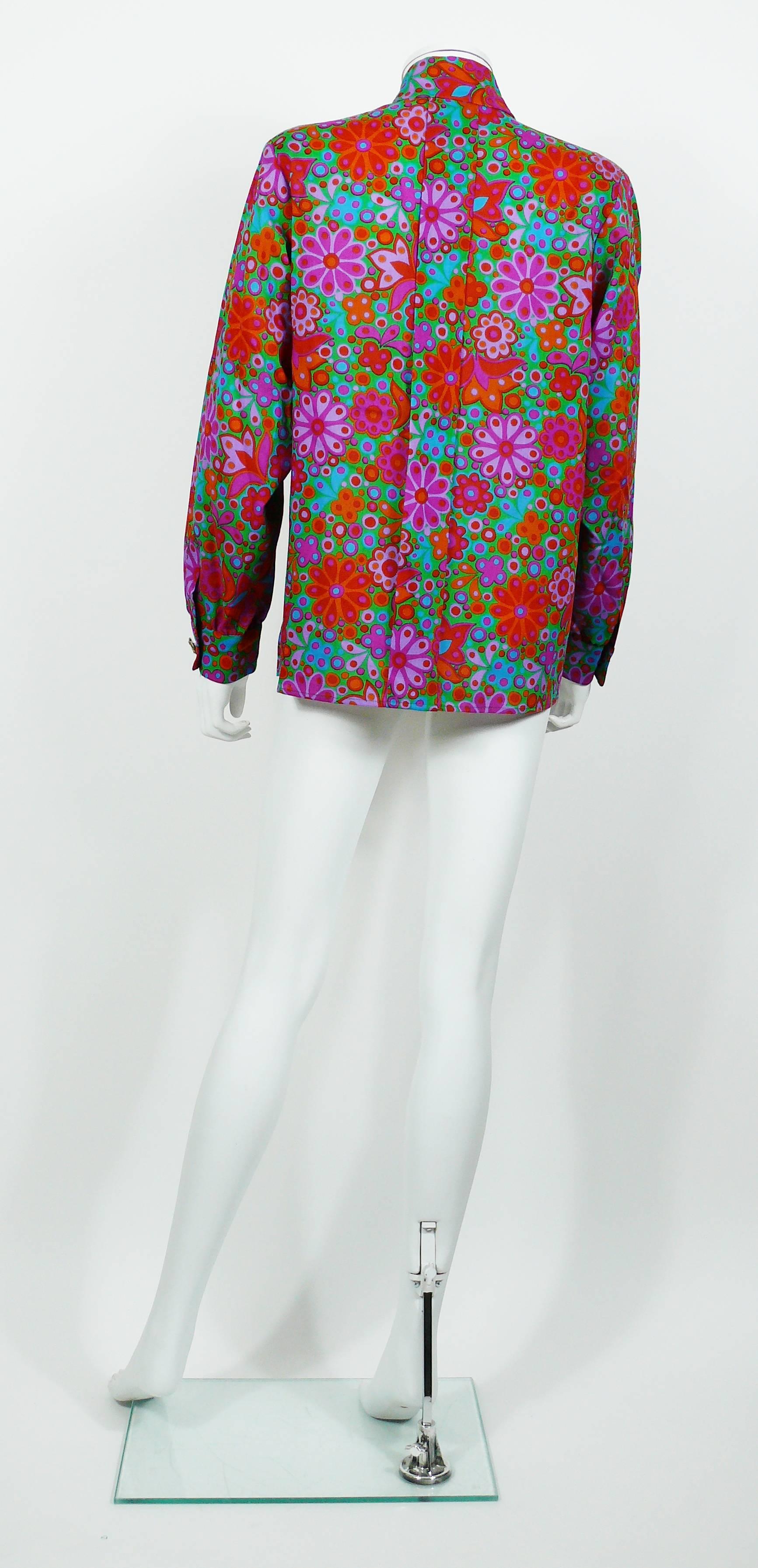 Brown Yves Saint Laurent YSL Vintage Floral Print Shirt