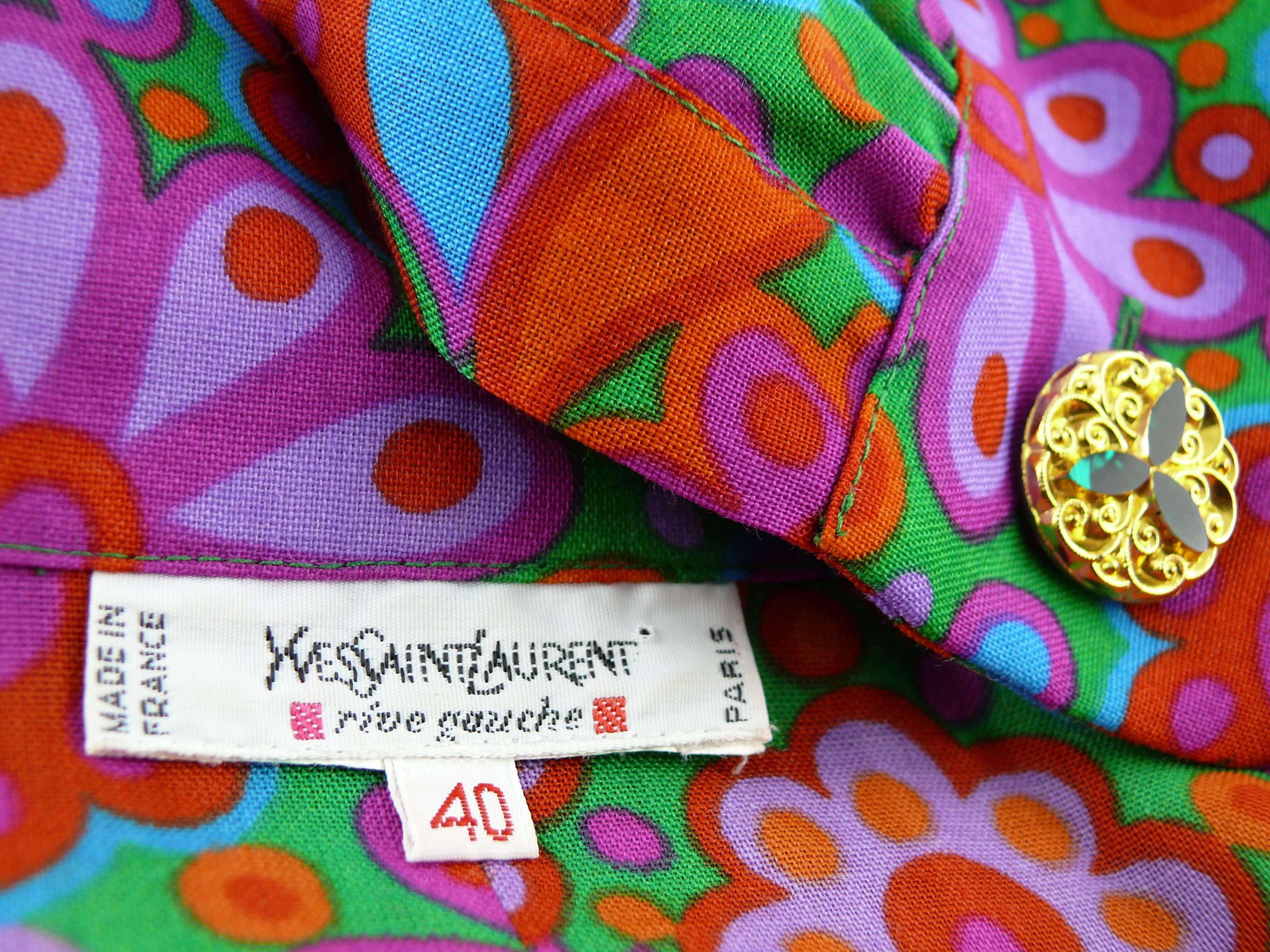 Yves Saint Laurent YSL Vintage Floral Print Shirt In Excellent Condition In Nice, FR