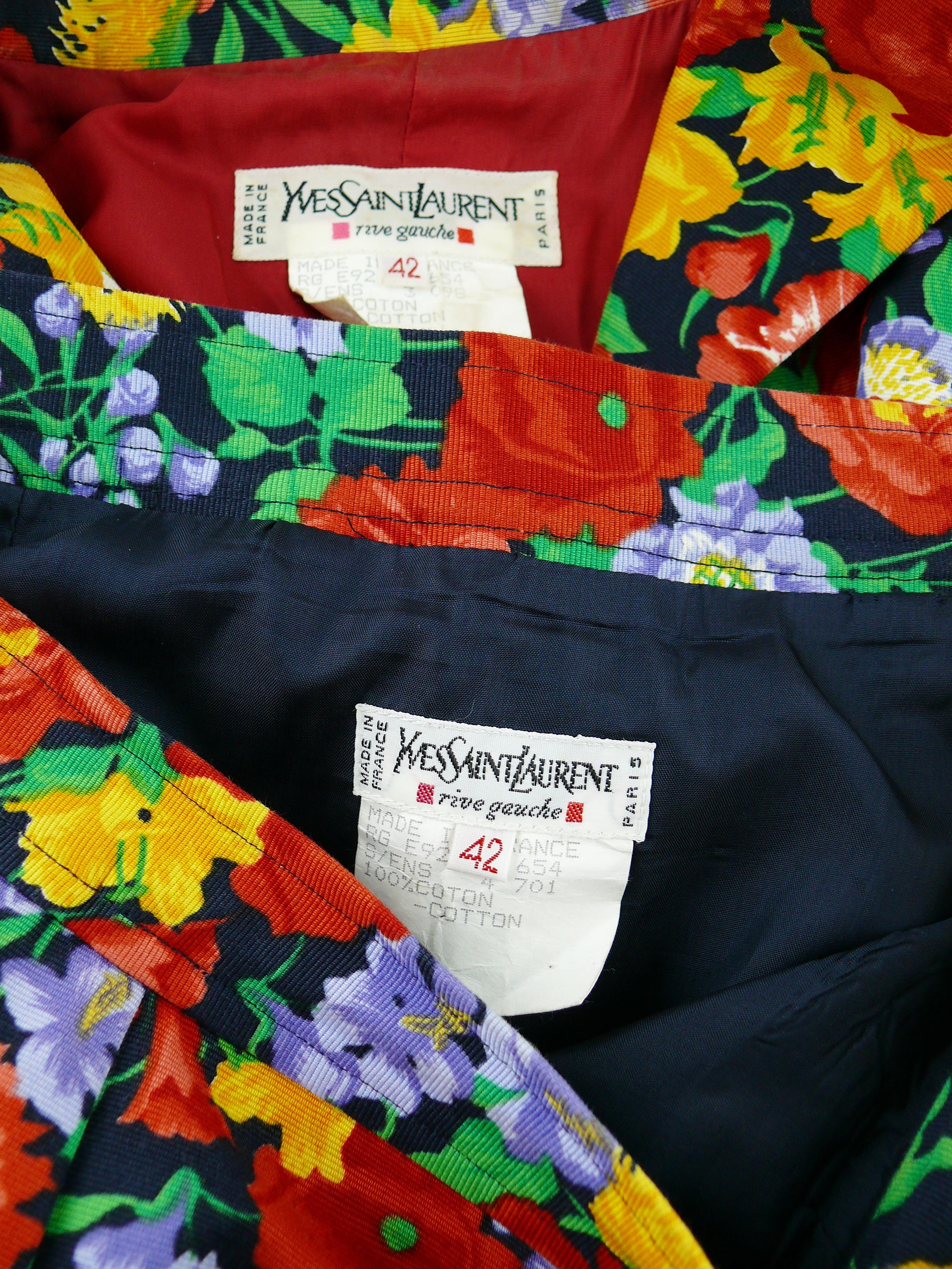 Yves Saint Laurent YSL Vintage Floral Print Skirt Suit Spring/Summer 1992 For Sale 2