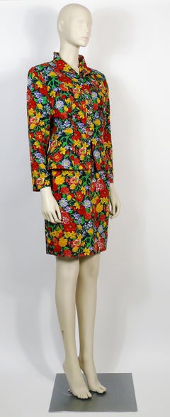 Yves Saint Laurent YSL Vintage Floral Print Skirt Suit Spring/Summer 1992