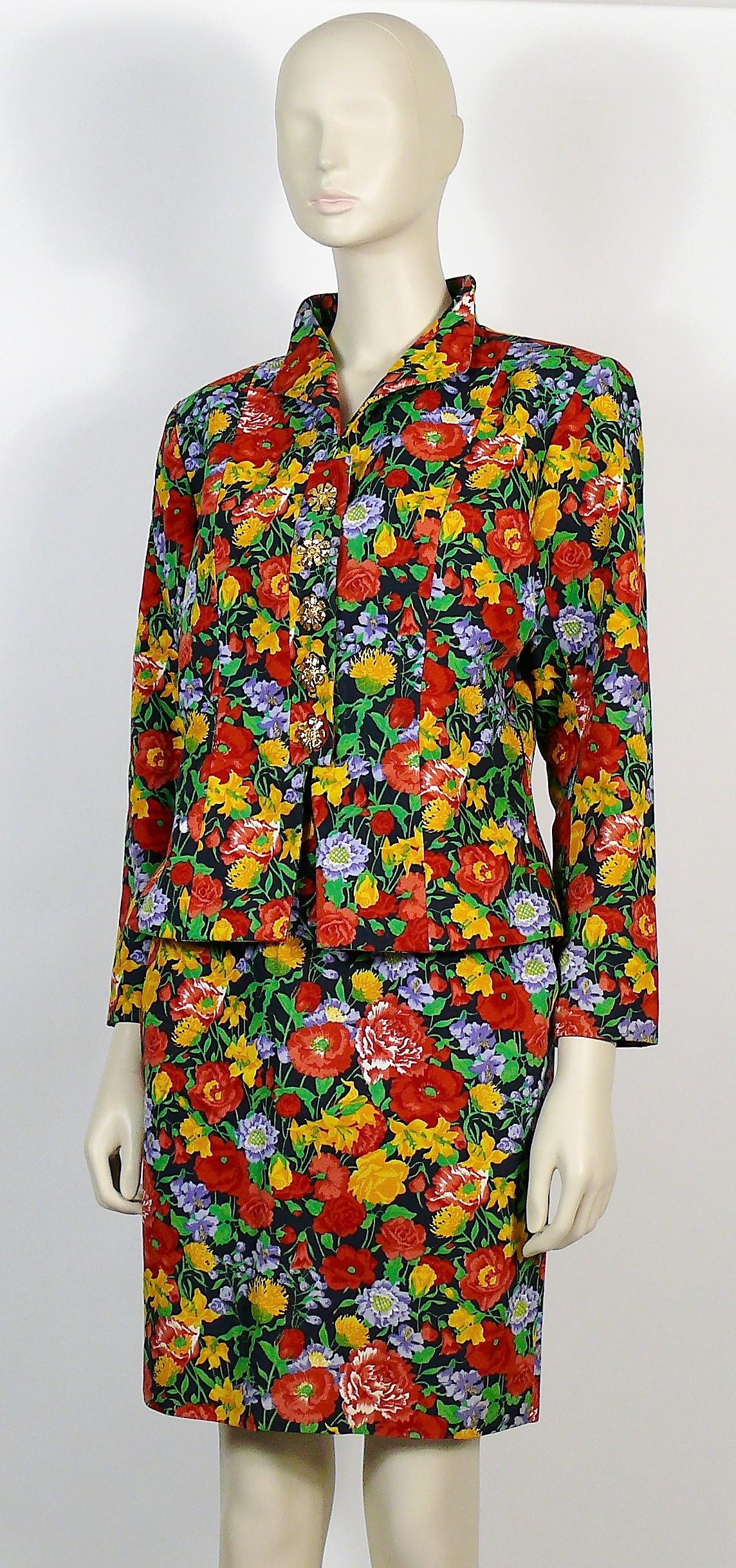 Yves Saint Laurent YSL Vintage Floral Print Skirt Suit Spring/Summer 1992 In Excellent Condition For Sale In Nice, FR