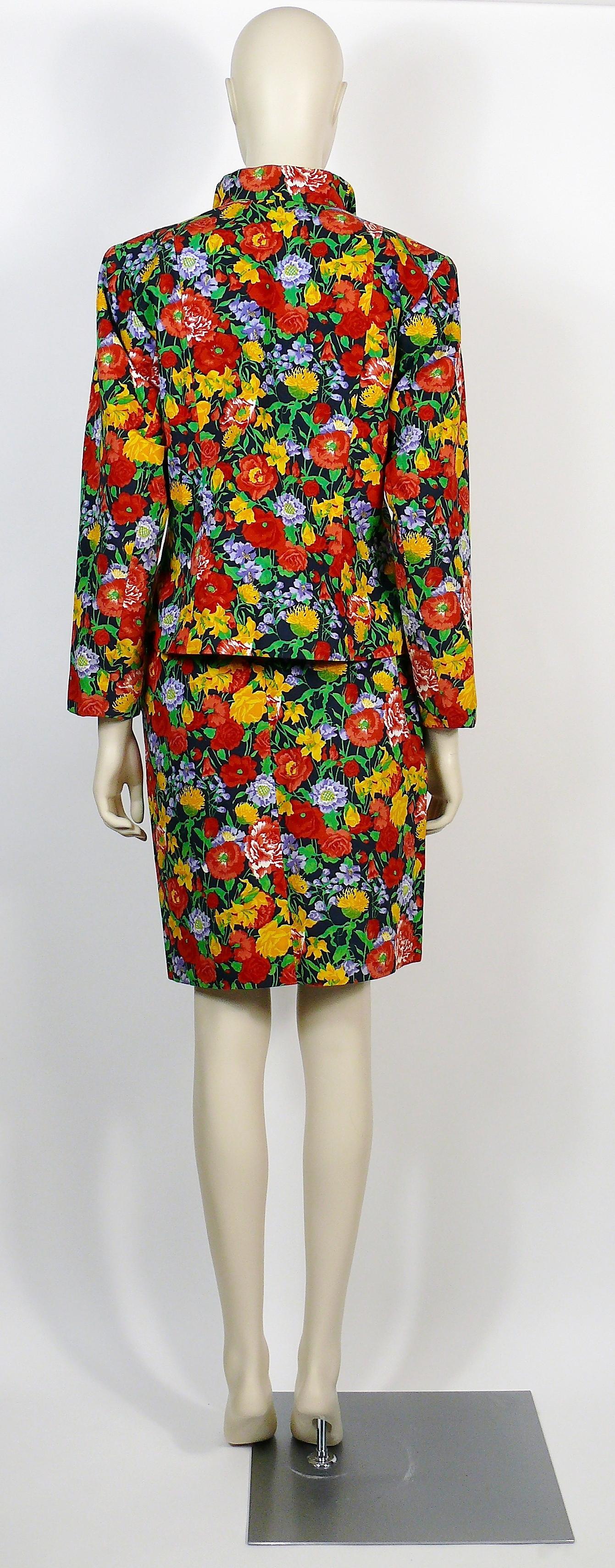 Women's Yves Saint Laurent YSL Vintage Floral Print Skirt Suit Spring/Summer 1992 For Sale