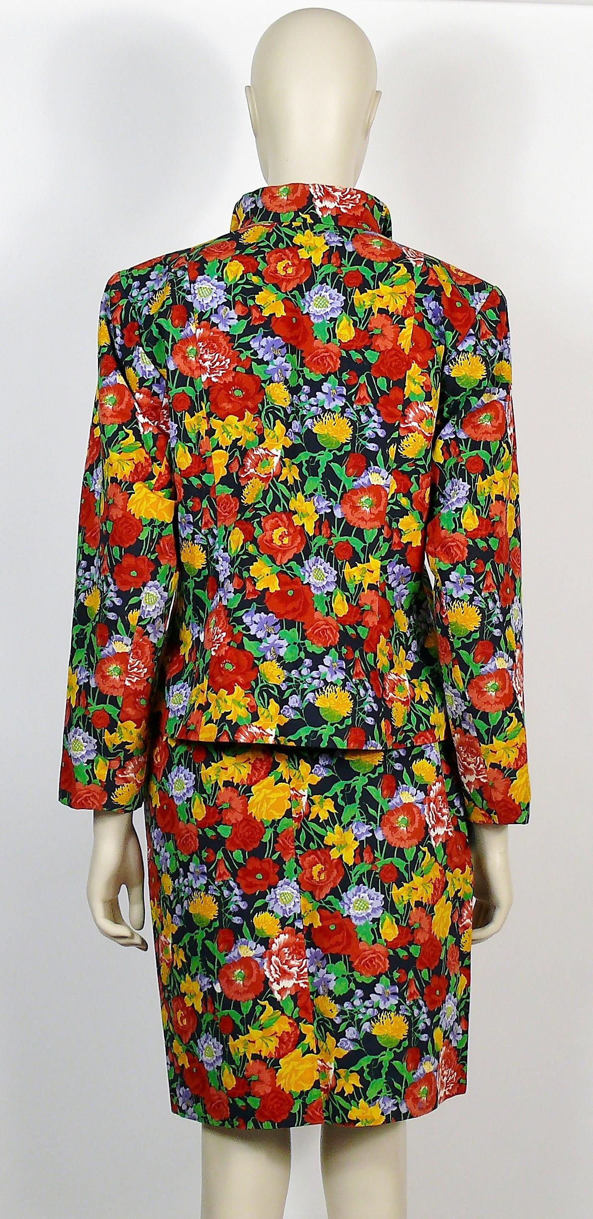 Yves Saint Laurent YSL Vintage Floral Print Skirt Suit Spring/Summer 1992 For Sale 1