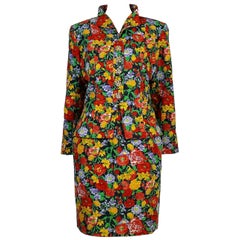 Yves Saint Laurent YSL, tailleur jupe à imprimé floral vintage, printemps/été 1992