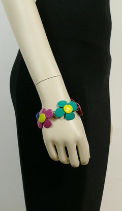 Yves Saint Laurent YSL Vintage Flower Power Enamel Bracelet
