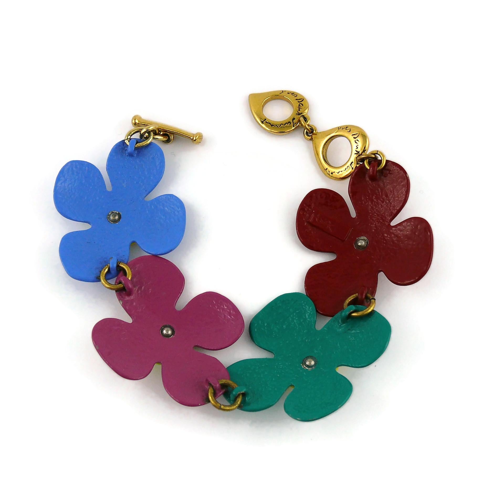 Women's Yves Saint Laurent YSL Vintage Flower Power Enamel Bracelet For Sale