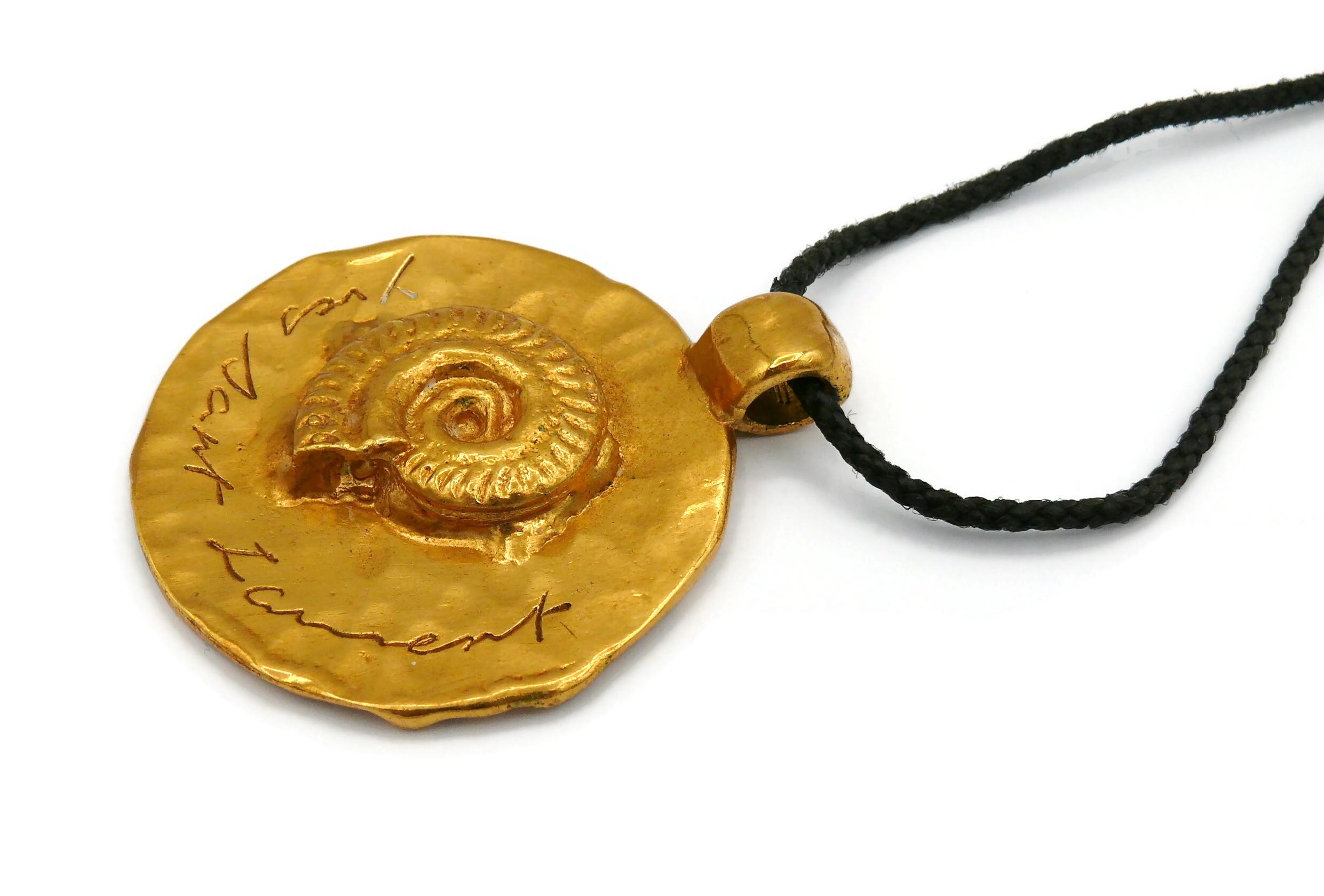 YVES SAINT LAURENT YSL Vintage Fossil Medallion Pendant Necklace For Sale 1