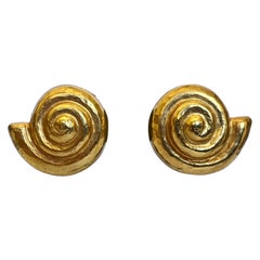 Yves Saint Laurent (YSL) Vintage Gilt Seashell Earrings