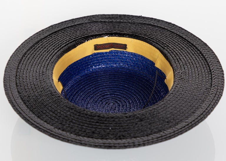 Yves Saint Laurent / YSL Straw Hat Navy Blue women Accessories | Yves Saint Laurent Ysl Straw Hat Navy Blue  main image 3