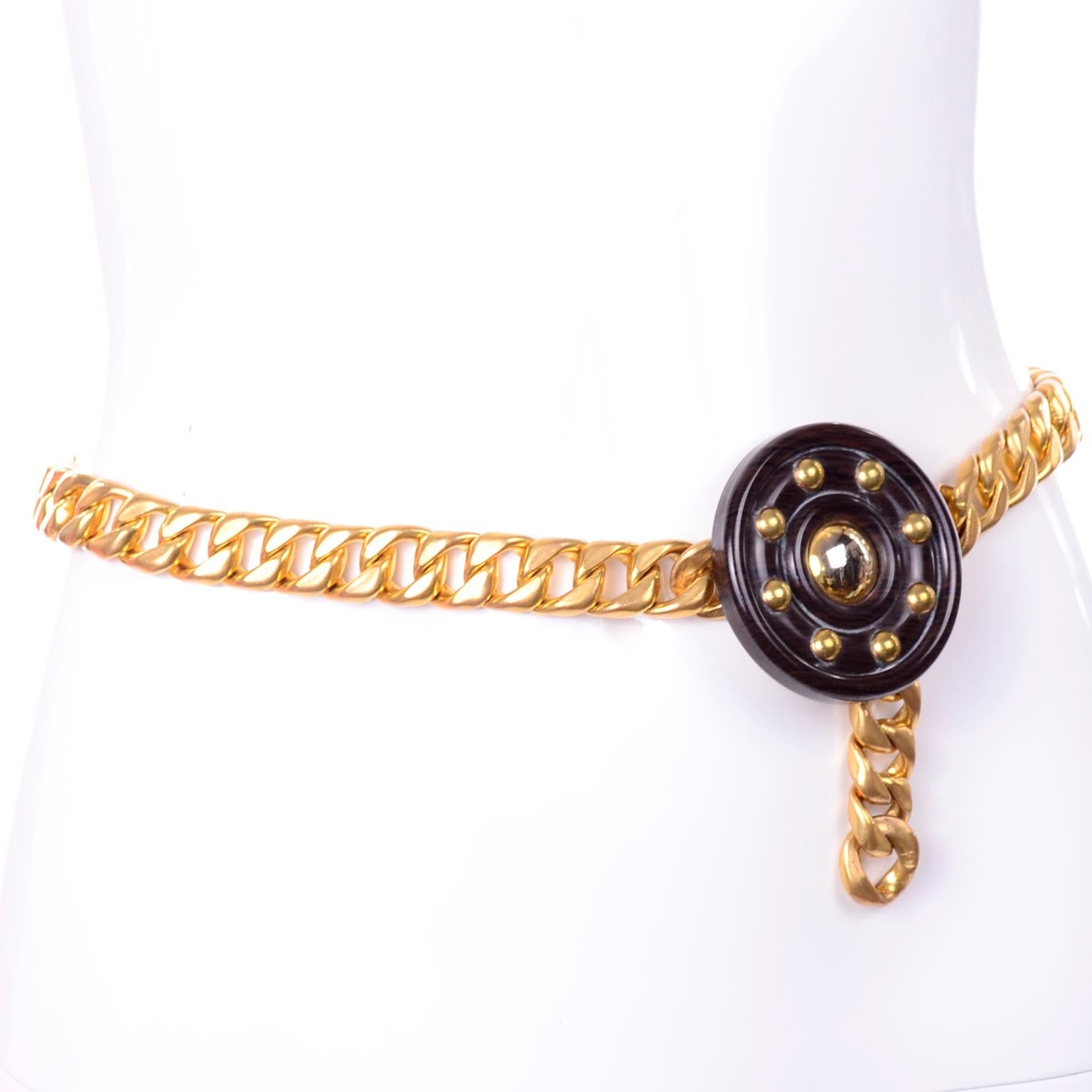 Yves Saint Laurent YSL Vintage Gold Chain Belt With Medallion