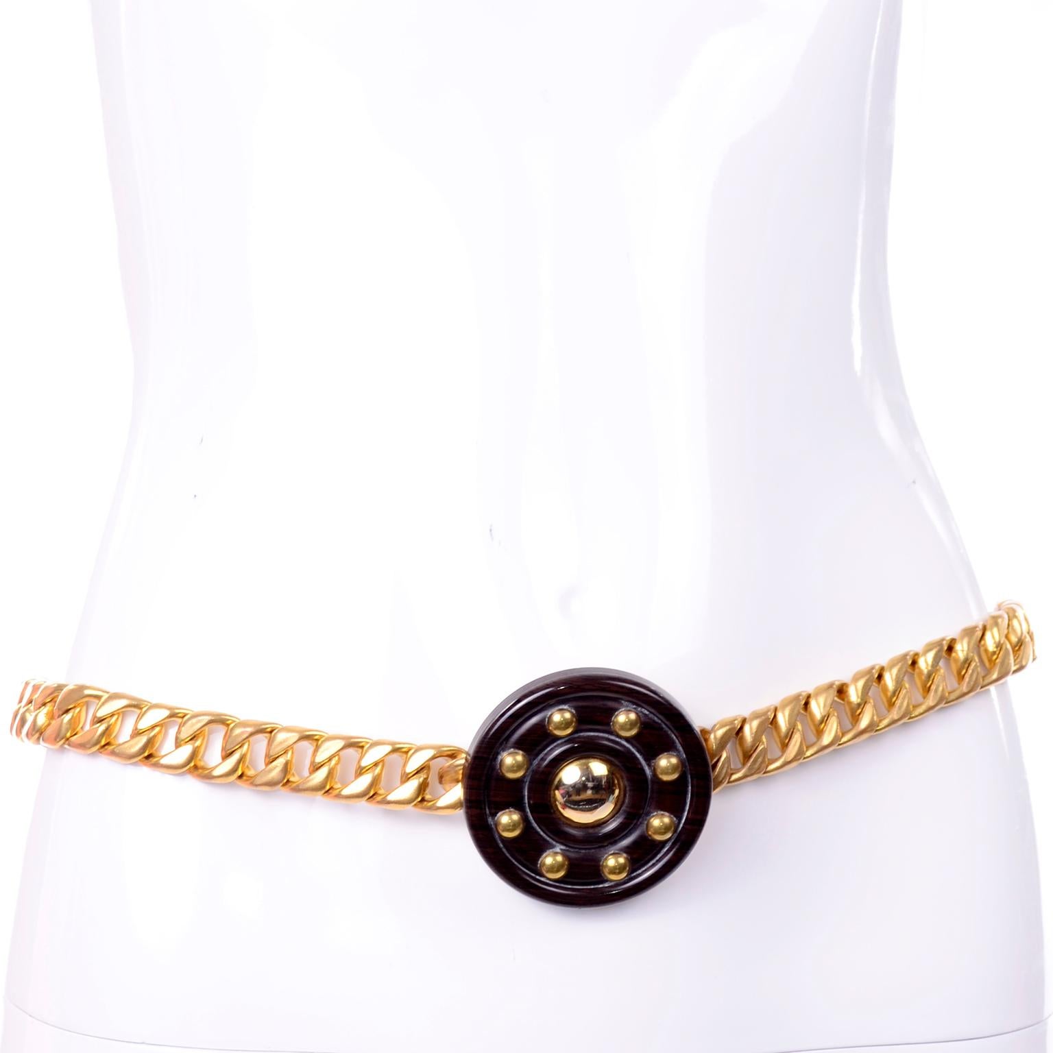 Yves Saint Laurent YSL Vintage Gold Chain Belt With Medallion