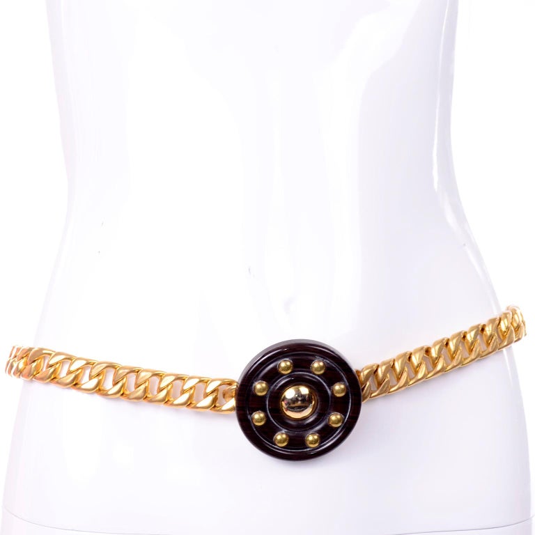 Yves Saint Laurent YSL Vintage Gold Chain Belt With Medallion ...