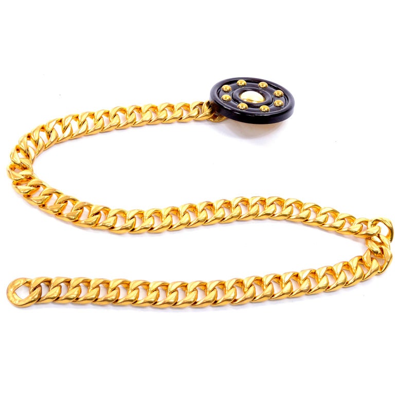 Yves Saint Laurent YSL Vintage Gold Chain Belt With Medallion