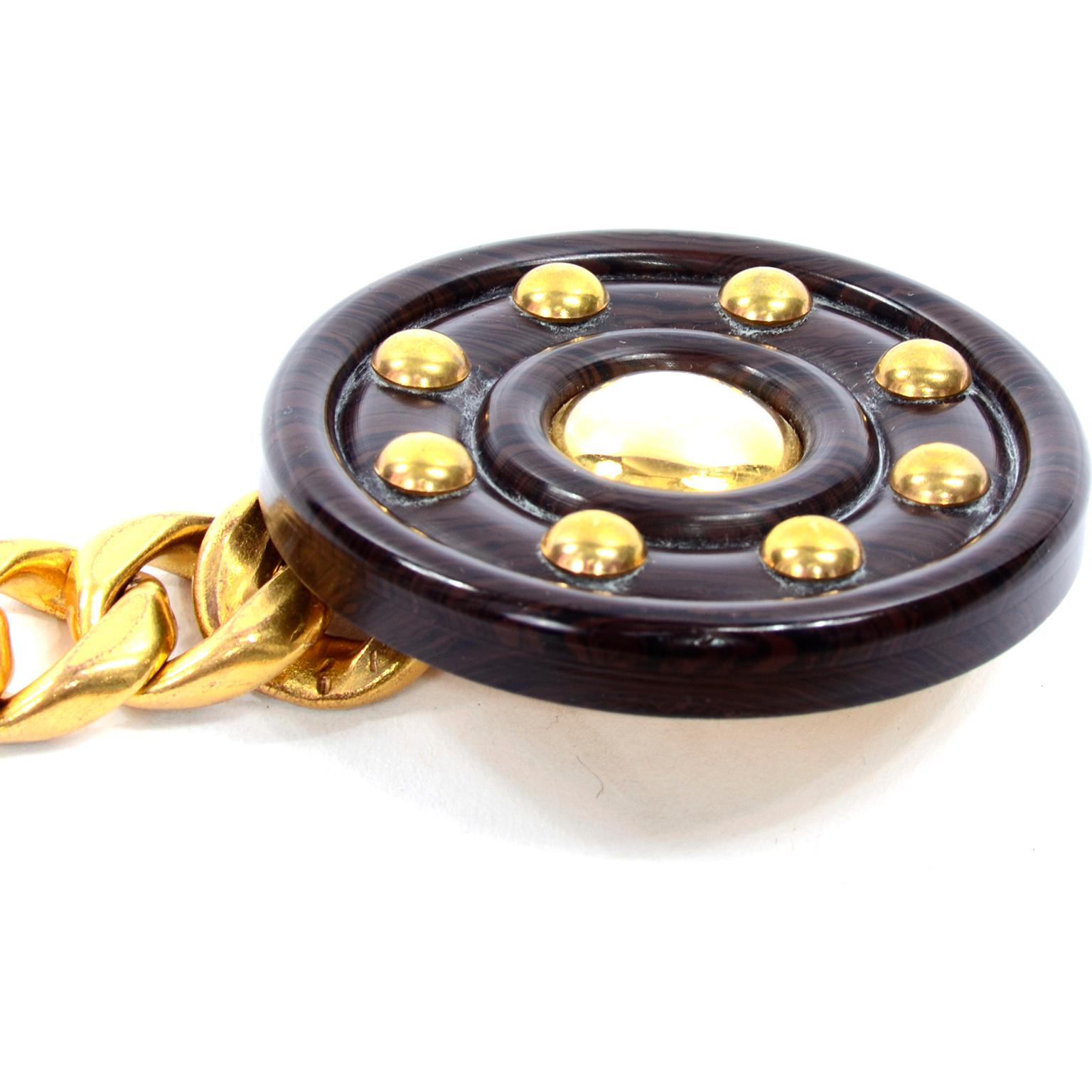 Women's Yves Saint Laurent YSL Vintage Gold Chain Belt With Medallion Adjustable